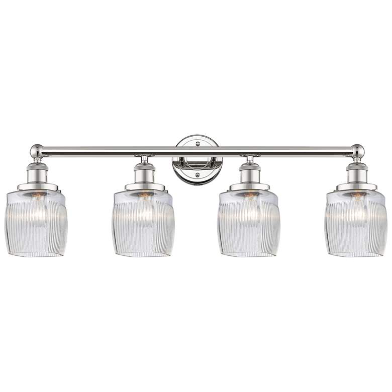 Image 1 Colton 33 inchW 4 Light Polished Nickel Bath Light With Clear Crackle Shad