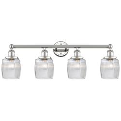 Colton 33&quot;W 4 Light Polished Nickel Bath Light With Clear Crackle Shad