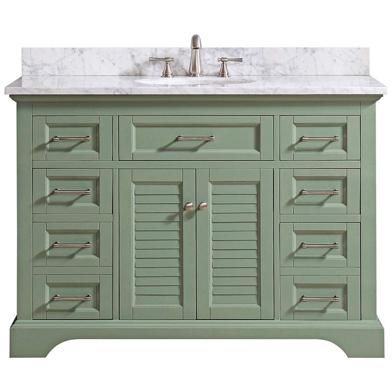 Image 1 Colton 49"W Carrara Marble Basil Green Single Sink Vanity