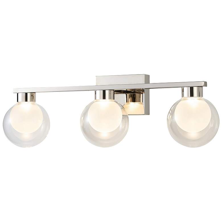 Image 1 Colton 8.3"H 3-Light Polished Nickel Vanity w/ Clear & Frosted Shade