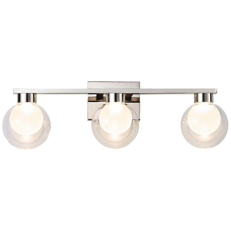 Image 2 Colton 8.3"H 3-Light Polished Nickel Vanity w/ Clear & Frosted Shade more views