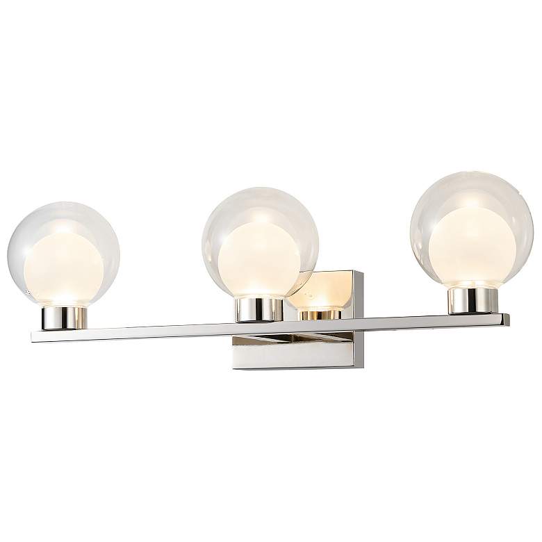 Image 3 Colton 8.3"H 3-Light Polished Nickel Vanity w/ Clear & Frosted Shade more views
