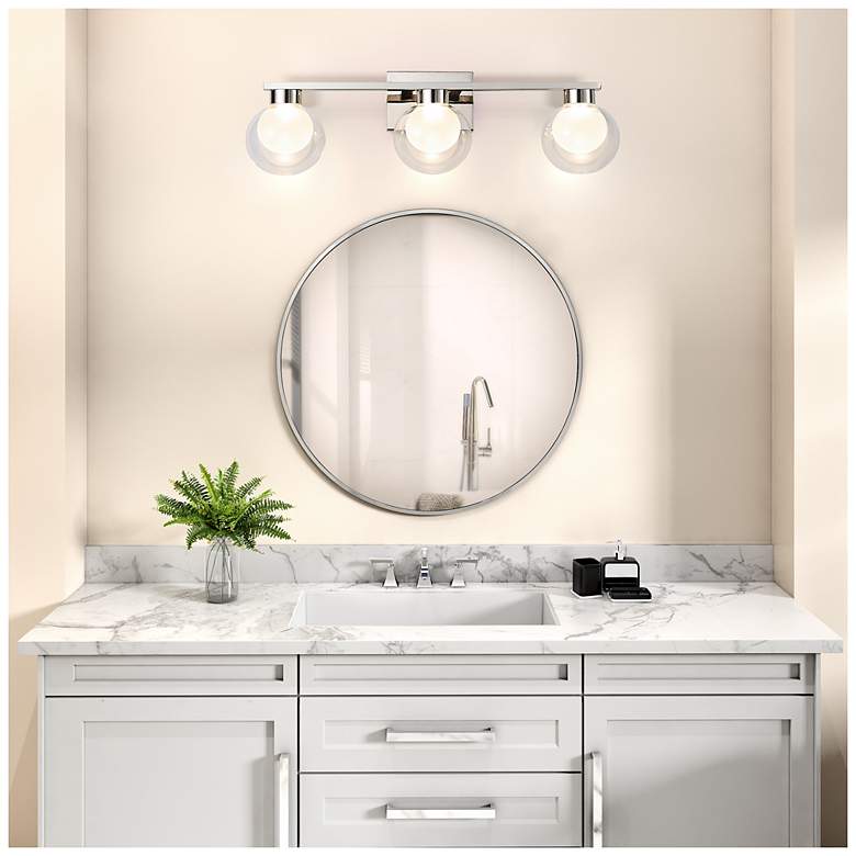 Image 4 Colton 8.3"H 3-Light Polished Nickel Vanity w/ Clear & Frosted Shade more views