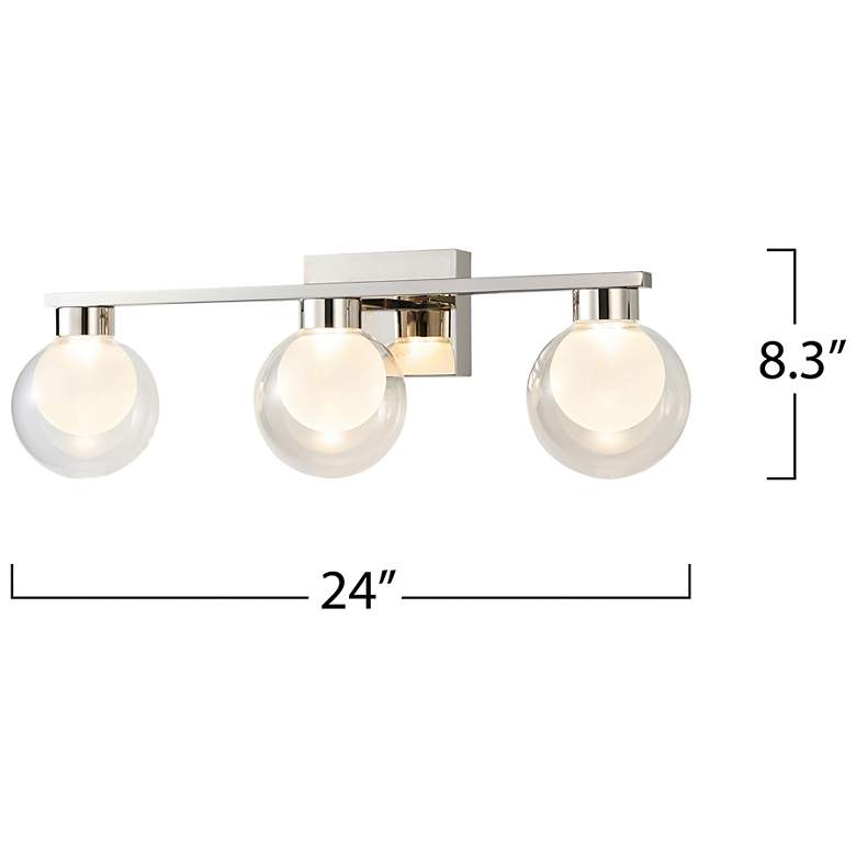 Image 5 Colton 8.3"H 3-Light Polished Nickel Vanity w/ Clear & Frosted Shade more views