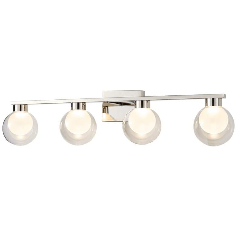 Image 1 Colton 8.3"H 4-Light Polished Nickel Vanity w/ Clear & Frosted Shade
