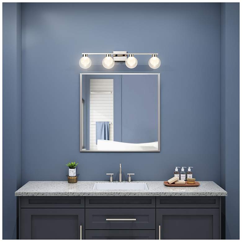 Image 4 Colton 8.3"H 4-Light Polished Nickel Vanity w/ Clear & Frosted Shade more views