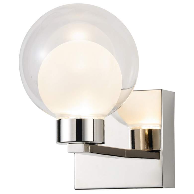 Image 1 Colton 8.3"H Polished Nickel Wall Sconce w/ Clear & Frosted Shade