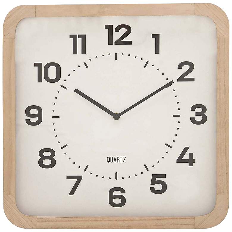 Image 1 Colton Light Brown Wood and Matte White Front Table Clock