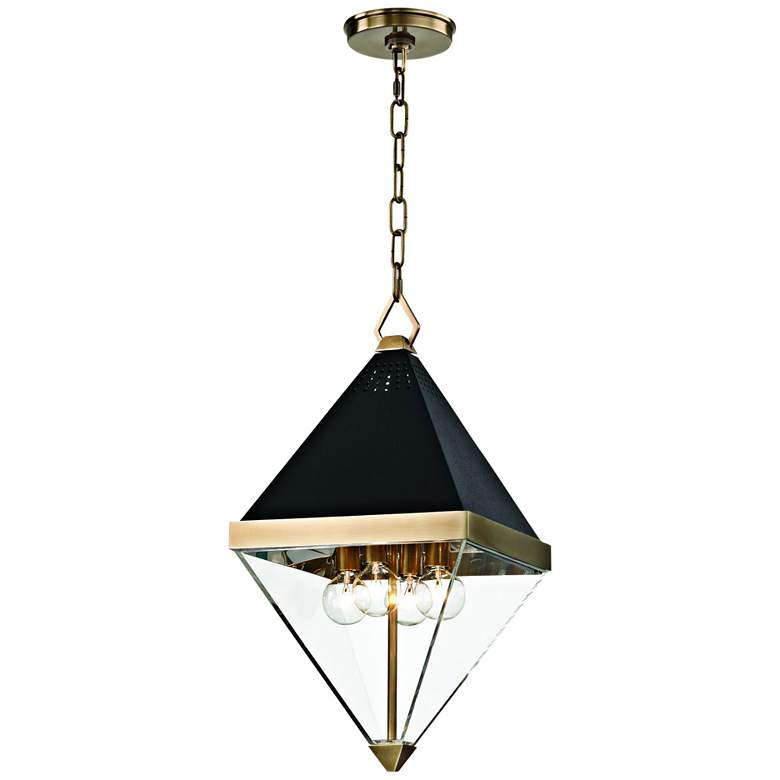 Image 2 Coltrane 10 inch Wide Aged Brass and Black 4-Light Mini Pendant