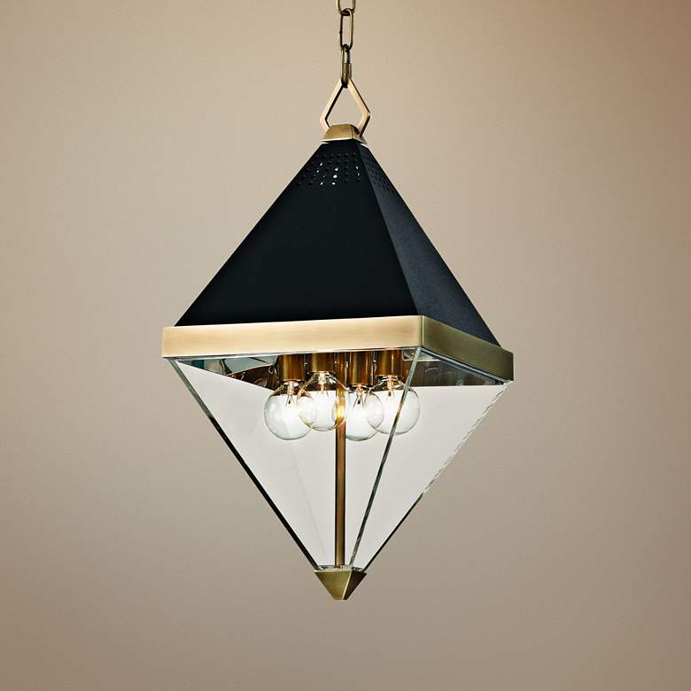 Image 1 Coltrane 10" Wide Aged Brass and Black 4-Light Mini Pendant