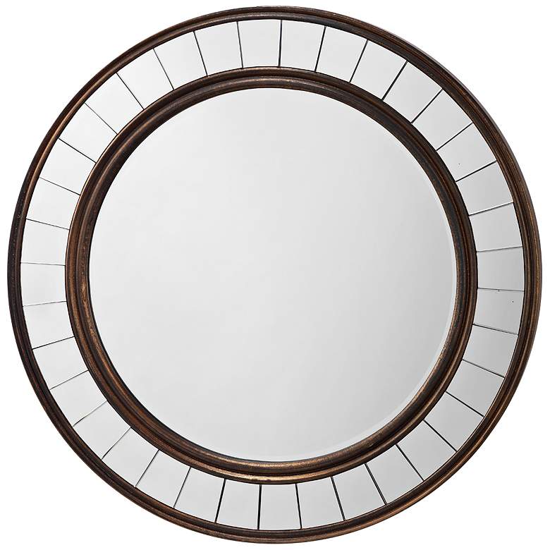 Image 1 Coltrane Bronze Wood 30 1/2 inch Round Wall Mirror