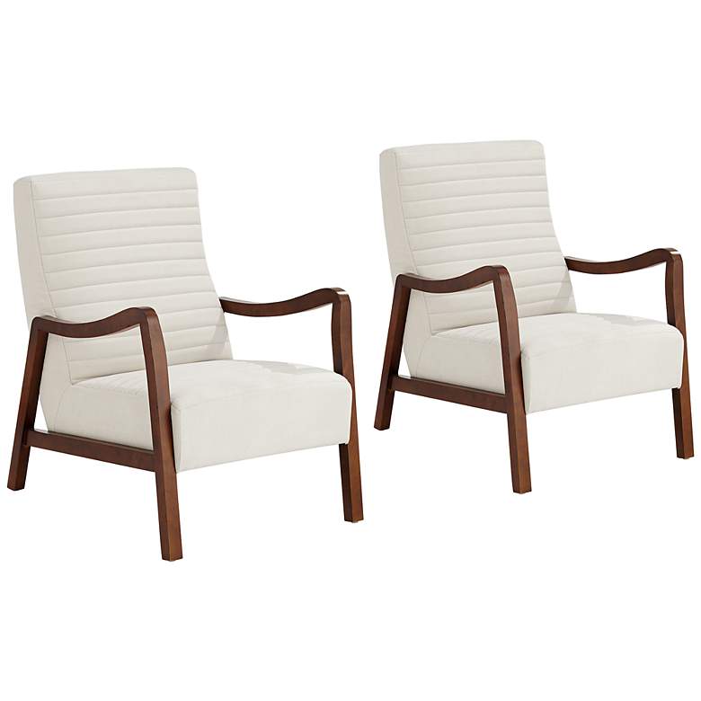 Image 1 Columbe Soft Cream Fabric Lounge Chairs Set of 2