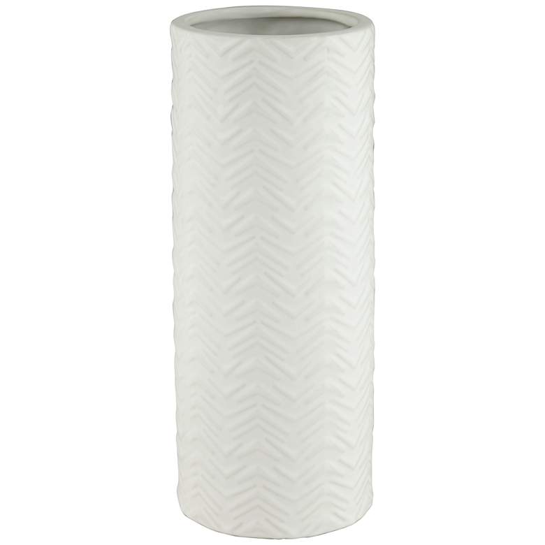Image 3 Column 12 1/4 inch High Handcrafted White Porcelian Vase