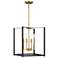 Colwick 14" Wide Coal Black and Brass 4-Light Pendant