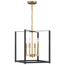 Colwick 14" Wide Coal Black and Brass 4-Light Pendant