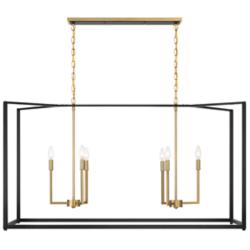 Colwick 48" Wide Black and Brass 6-Light Island Chandelier