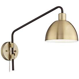 Image5 of Colwood Antique Brass and Bronze Adjustable Swing Arm Plug-In Wall Lamp more views