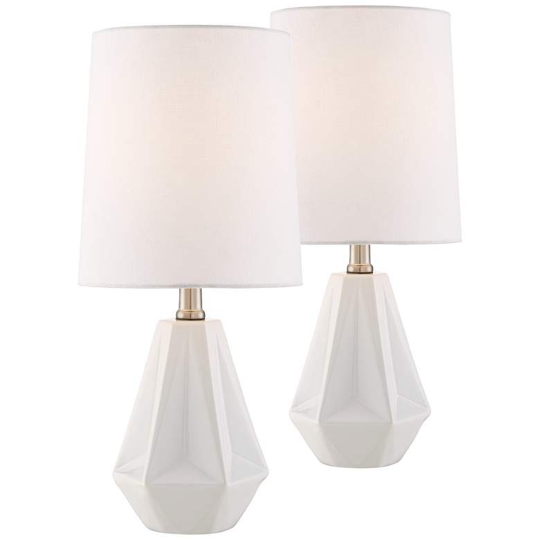 Image 2 Colyn White Prism Modern Accent Table Lamps Set of 2