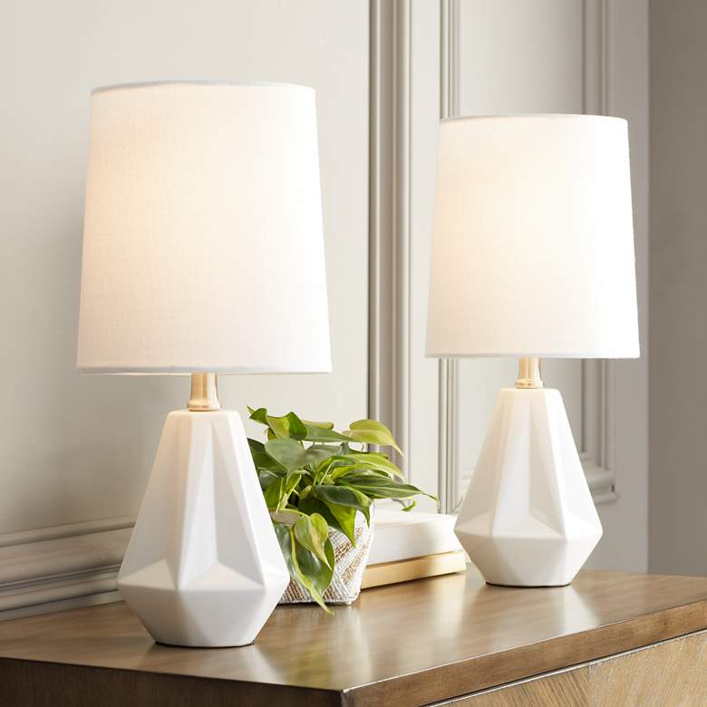Image 1 Colyn White Prism Modern Accent Table Lamps Set of 2