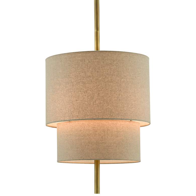 Image 2 Combermere 19" Wide Antique Brass and Linen Pendant Light