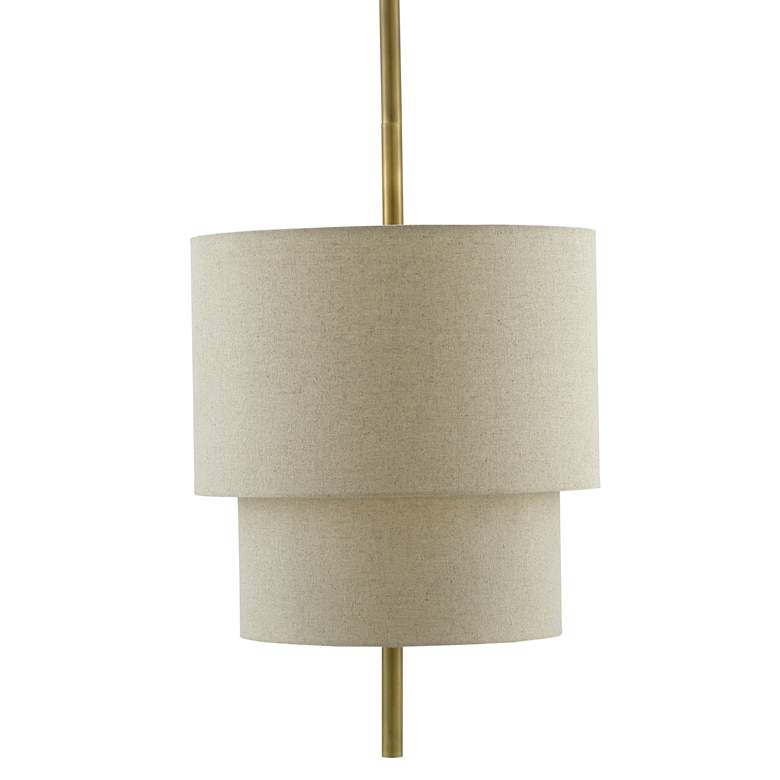 Image 3 Combermere 19" Wide Antique Brass and Linen Pendant Light more views