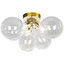 2_Comet 14 1/4" Wide Aged Brass 3-Light Ceiling Light