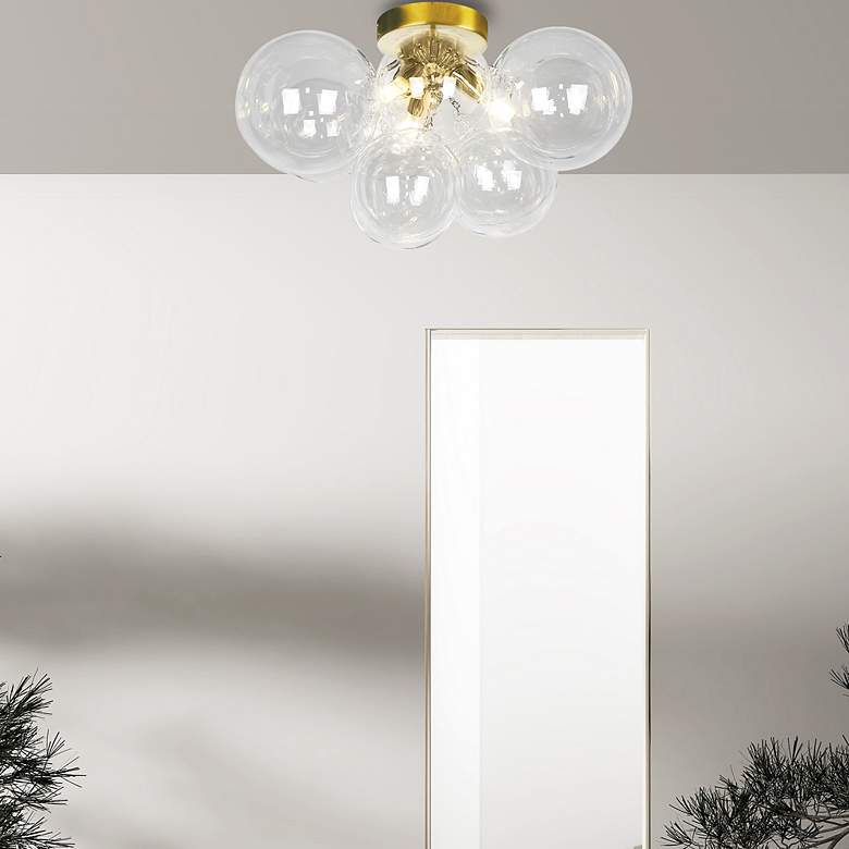 Image 3 Comet 14 1/4" Wide Aged Brass 3-Light Ceiling Light more views