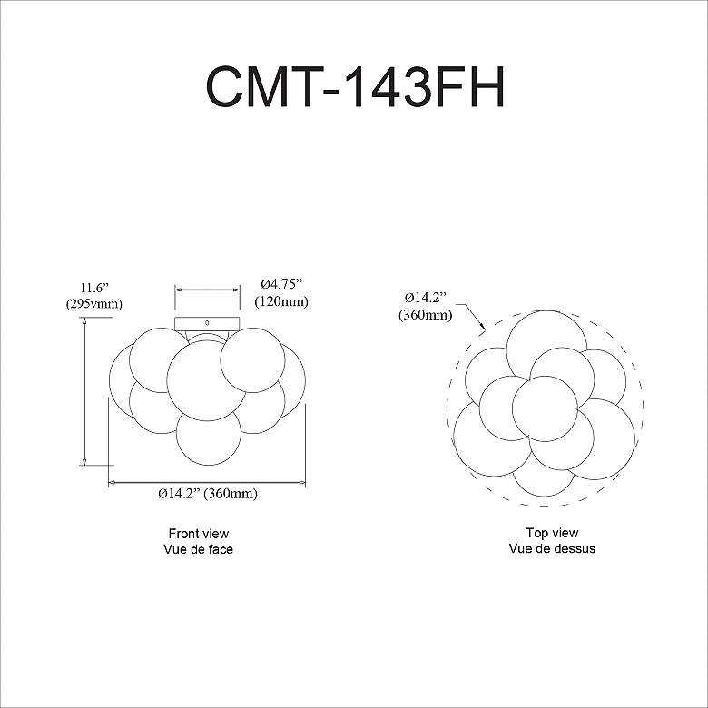 Image 4 Comet 14 1/4" Wide Aged Brass 3-Light Ceiling Light more views