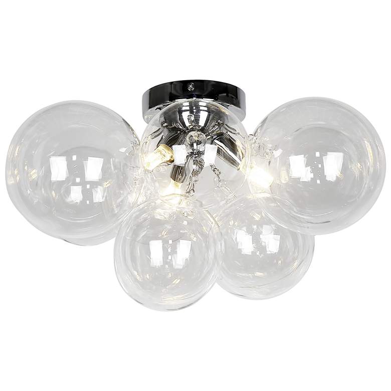 Image 1 Comet 14 1/4 inch Wide Chrome Clear Glass 3-Light Ceiling Light