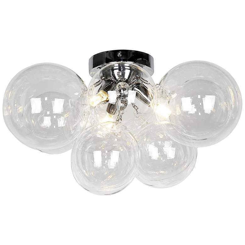 Image 2 Comet 14 1/4" Wide Chrome Clear Glass 3-Light Ceiling Light