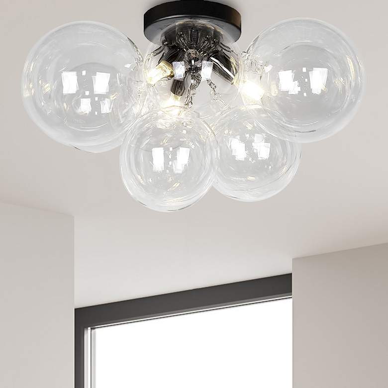 Image 1 Comet 14 1/4" Wide Matte Black 3-Light Ceiling Light