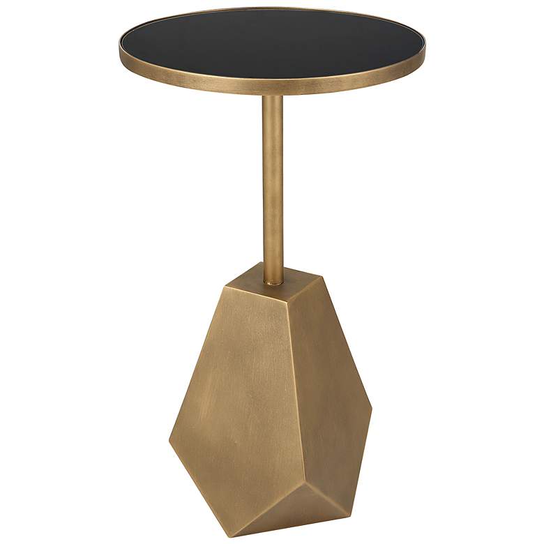 Image 2 Comet 14" Wide Antique Bronze Black Glass Accent Table