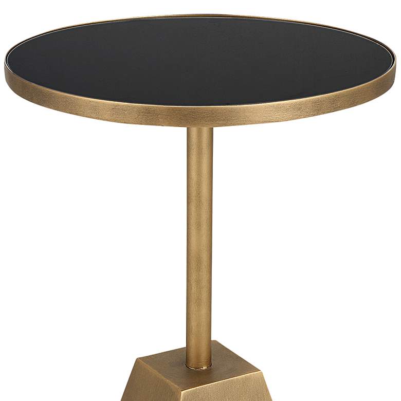 Image 3 Comet 14 inch Wide Antique Bronze Black Glass Accent Table more views