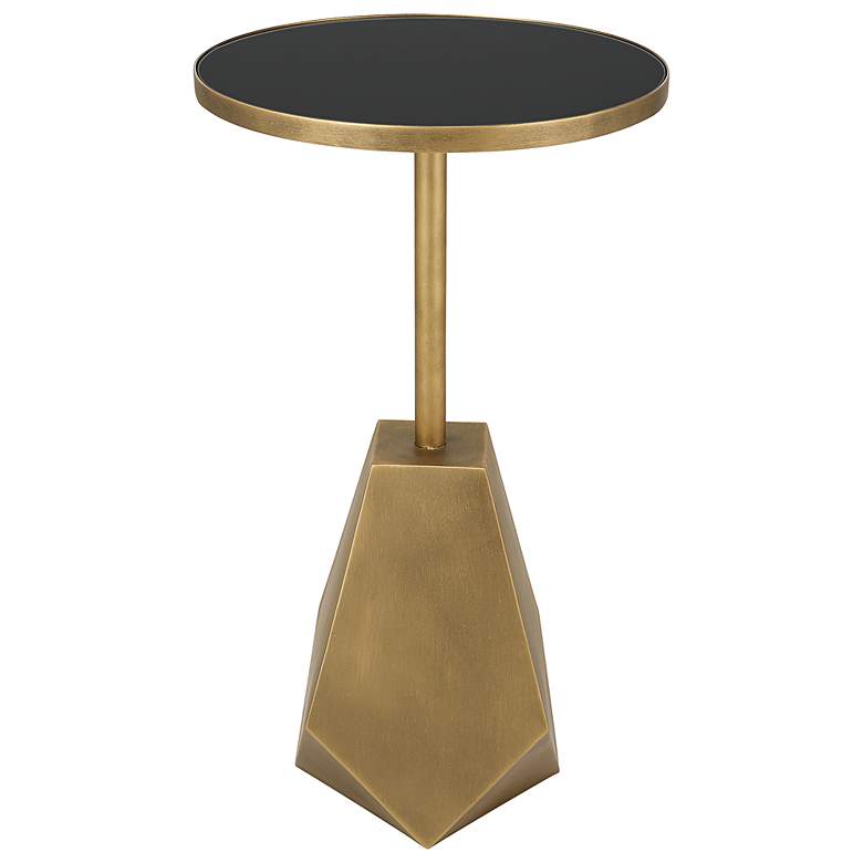 Image 4 Comet 14" Wide Antique Bronze Black Glass Accent Table more views