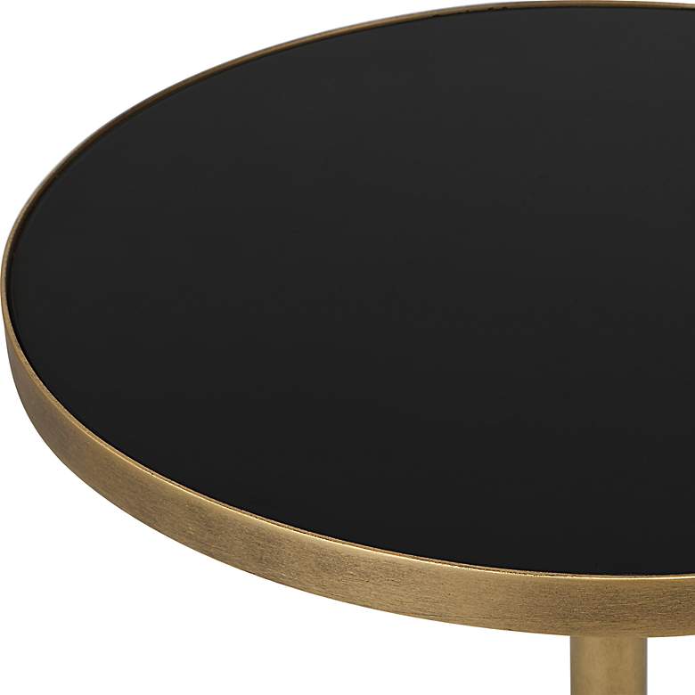 Image 5 Comet 14" Wide Antique Bronze Black Glass Accent Table more views