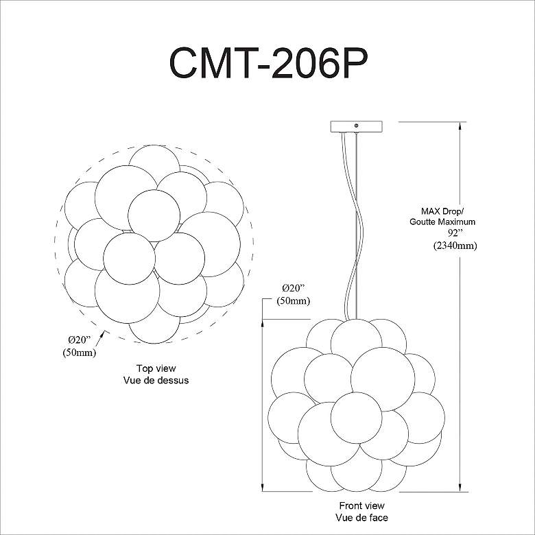 Image 4 Comet 20" Wide Matte Black 6-Light Chandelier more views