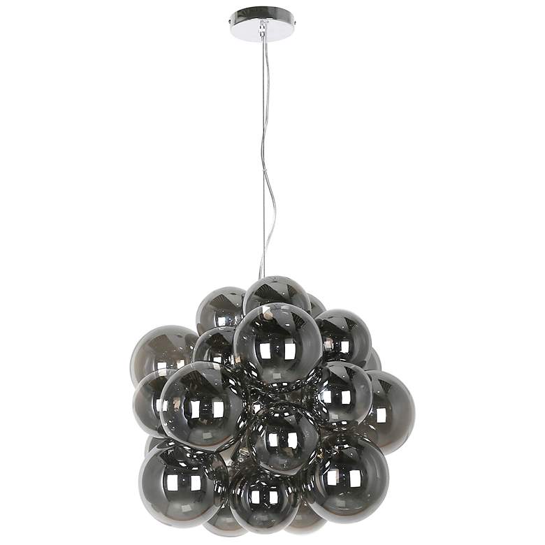 Image 2 Comet 20"W Polished Chrome 6-Light Pendant with Smoke Glass