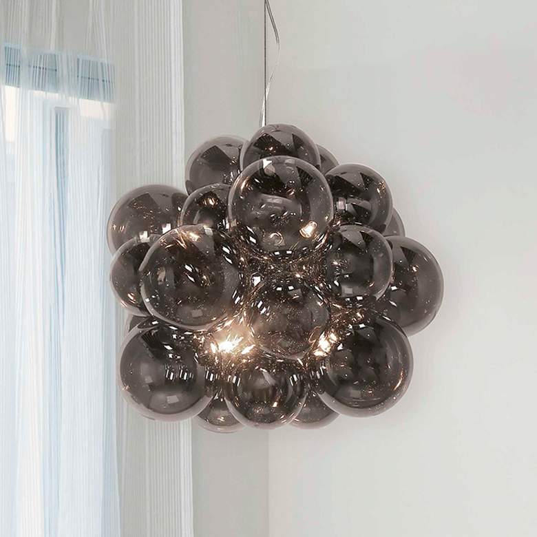 Image 1 Comet 20"W Polished Chrome 6-Light Pendant with Smoke Glass