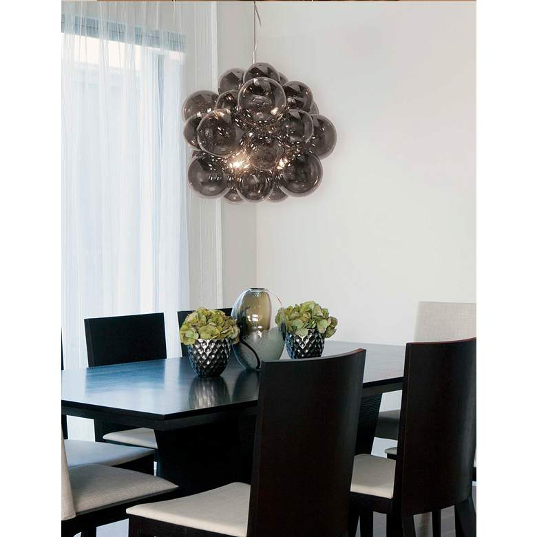 Image 3 Comet 20"W Polished Chrome 6-Light Pendant with Smoke Glass more views