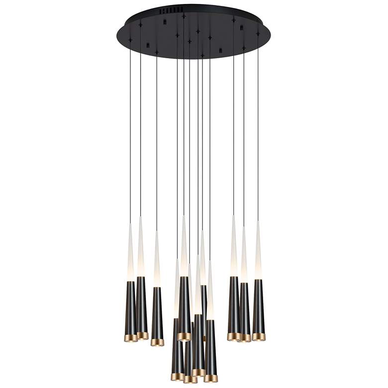 Image 1 Comet 23.6" Satin Dark Gray/Brushed Champagne Chandelier