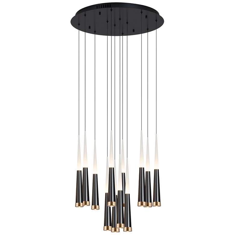 Image 1 Comet 23.6 inch Satin Dark Gray/Brushed Champagne Chandelier