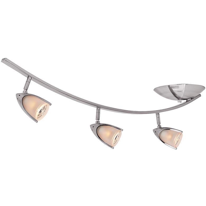 Image 1 Comet 3-Light Brushed Steel Opal Glass Arc Track Fixture