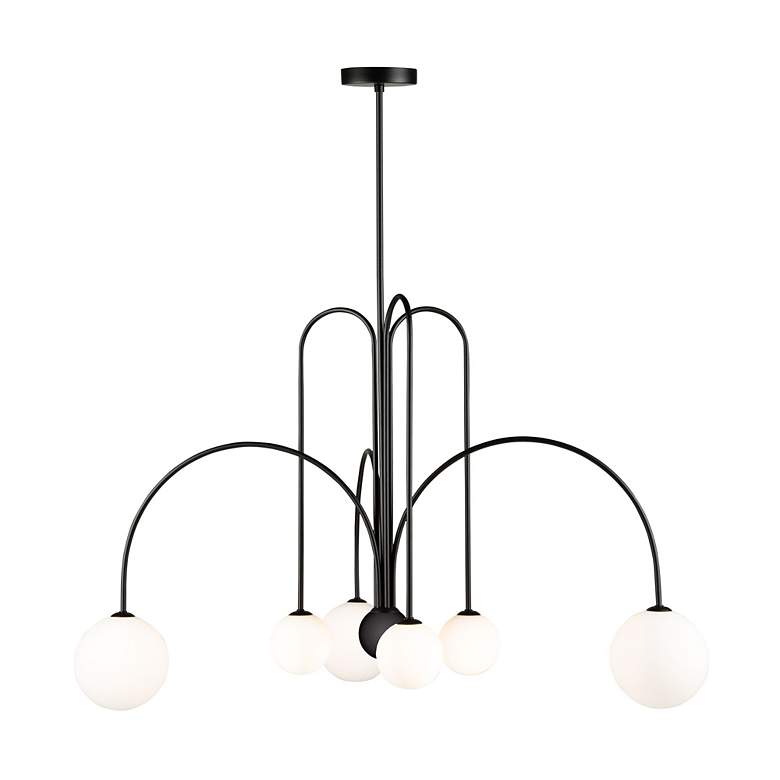 Image 3 Comet 31.5" Wide 6-Light Semi Matte Black Chandelier With Opal Glass S more views