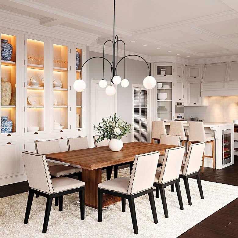 Image 5 Comet 31.5" Wide 6-Light Semi Matte Black Chandelier With Opal Glass S more views