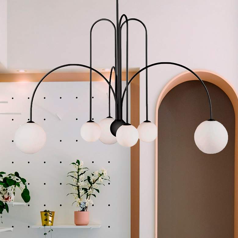 Image 1 Comet 31 1/2" Wide Semi Matte Black 6-Light LED Chandelier