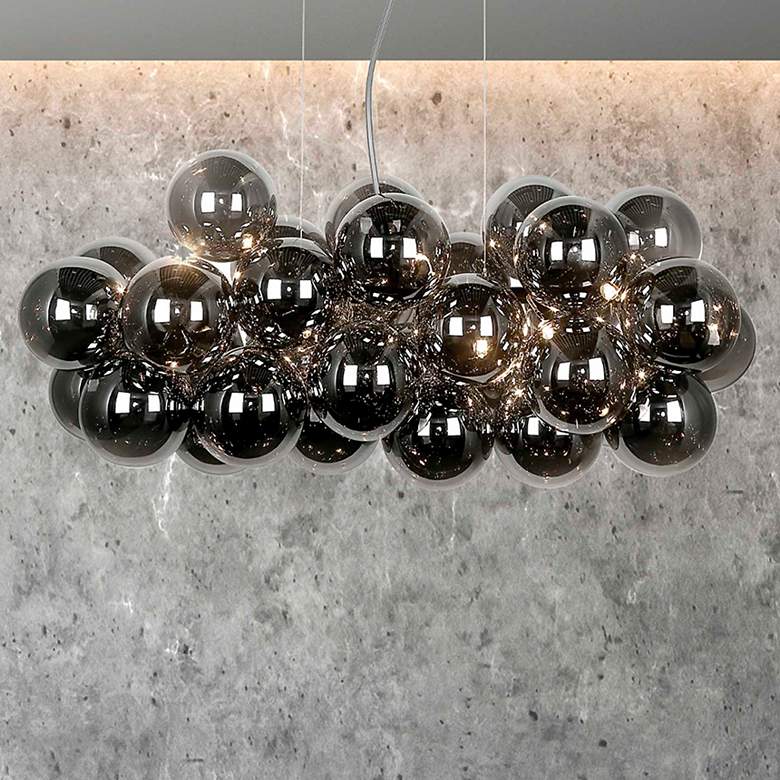 Image 1 Comet 41"W Chrome and Black Glass 10-Light Linear Pendant