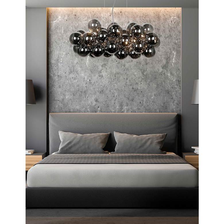 Image 3 Comet 41"W Chrome and Black Glass 10-Light Linear Pendant more views