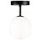 Comet 6" Wide Semi Matte Black Flush Mount With Opal Glass Shade