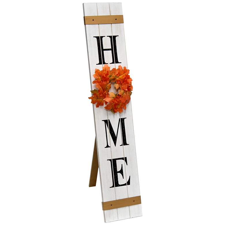 Comforto White Wash Wooden  inchHome inch Porch Sign with Floral more views