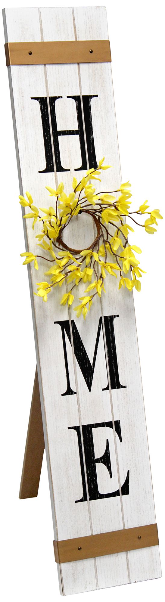 Comforto White Wash Wooden "Home" Porch Sign with Floral